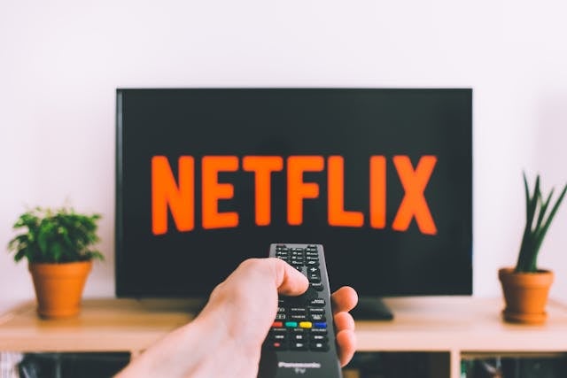 A TV screen showing the Netflix logo.